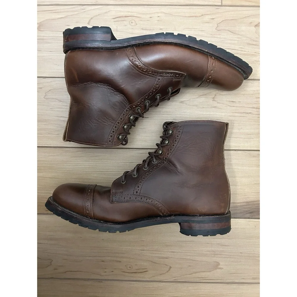 Allen Edmonds Bayfield Brown Leather Cap Toe Derby Boots 7891 Men's Size 9 B
